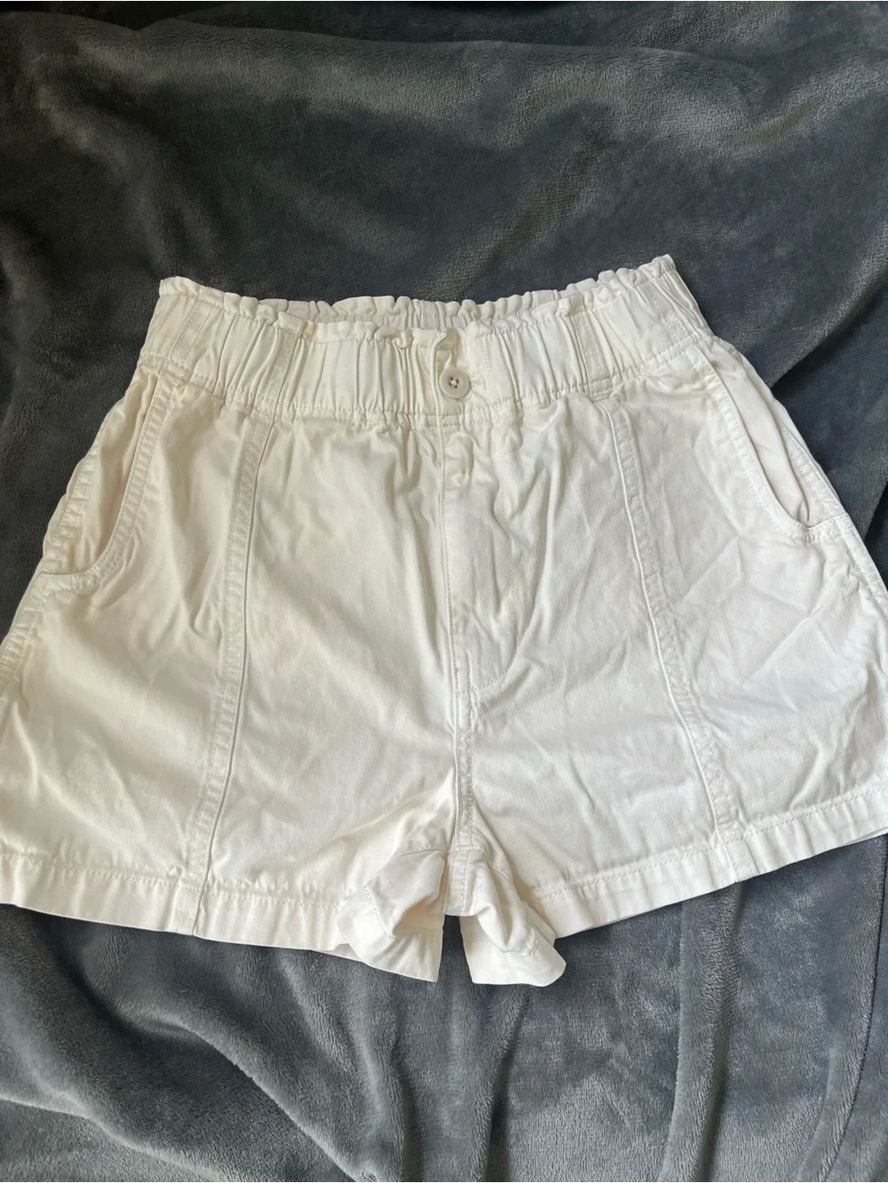 Madewell off-white High-Waist Elastic Cotton Shorts, paper bag style